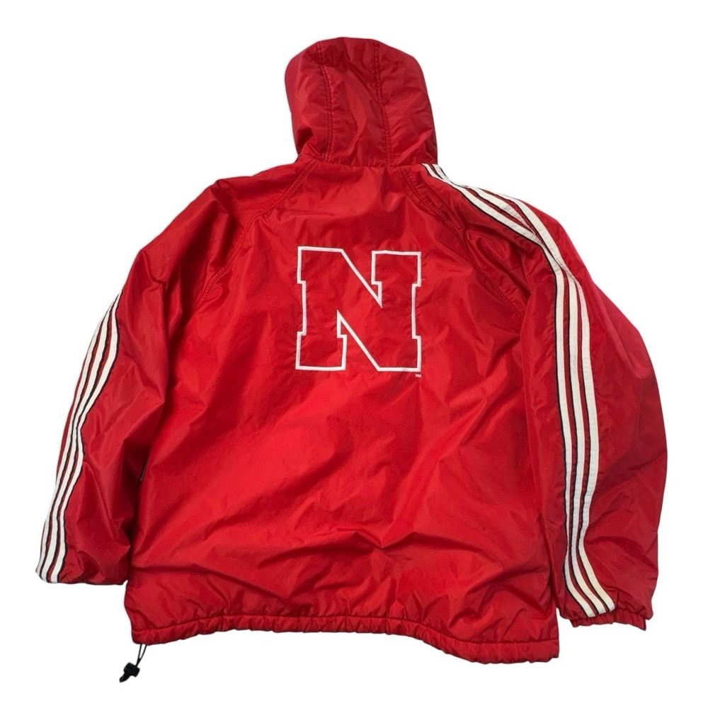 Vintage Y2K Adidas x Nebraska Corn Huskers Hooded Reversible Jacket No Size Tag - Picture 6 of 8